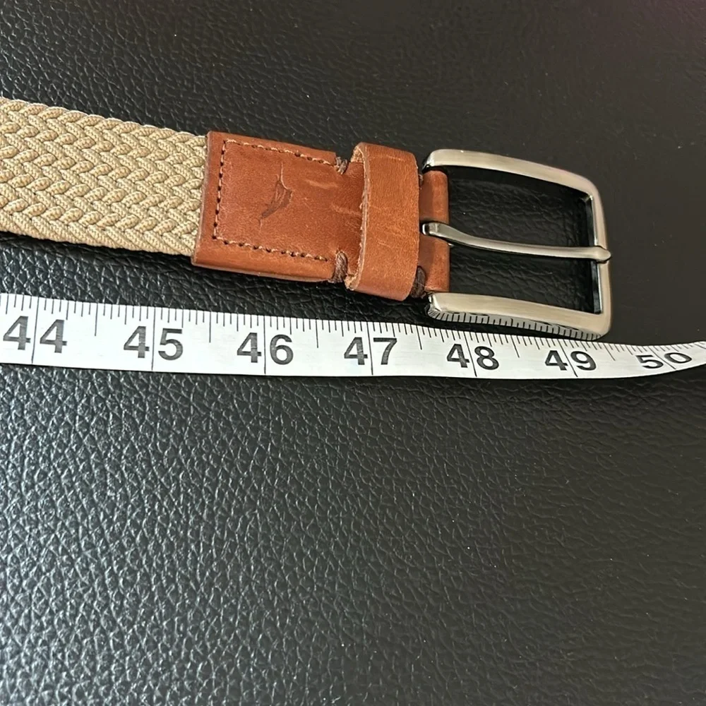 Tommy Bahama Mens Leather Trim Braided Brown Tan Belt Sz L/XL